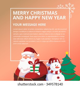 Merry Christmas and Happy New Year Card or Banner Design Template