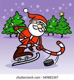Merry Christmas. Happy New Year. Vector illustration. Santa Claus