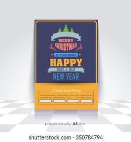 Merry Christmas and Happy New Year Flyer, Poster Design