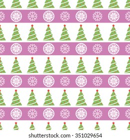 Merry Christmas and Happy New Year. Seamless backgrounds with traditional holidays symbols - snowflakes and christmas tree.