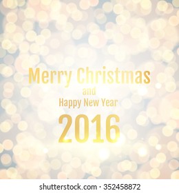 Merry Christmas and Happy New Year 2016 vector background with Christmas lights