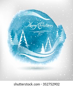 Merry christmas happy new year 2016 watercolor background. Ideal for xmas card or elegant holiday party invitation. Vector winter background.