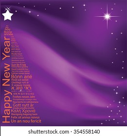 Merry Christmas and Happy New Year word tag could have shaped as a tree, Greeting Card with text. Winter holiday background.