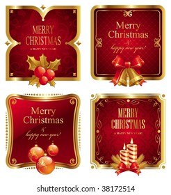 Merry Christmas & happy new year luxury golden frame