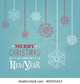 Merry Christmas and Happy new Year lettering design. Vector illustration. Season cards, greetings for social media