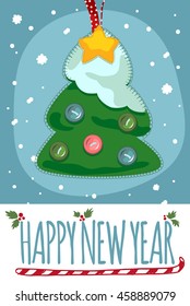 Merry Christmas and Happy New Year post Card with designed text.