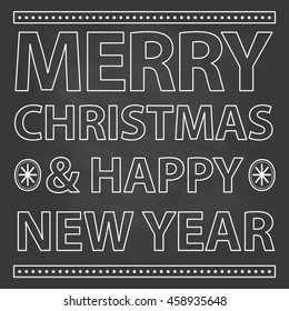 Merry christmas and happy new year with doodle chalkboard design