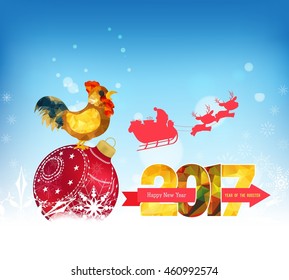 Merry christmas and Happy new year 2017 with red bauble