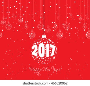 Merry christmas and happy new year 2017 with christmas balls