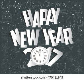 Merry christmas and happy new year 2017 gold paper