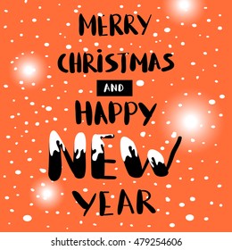 Merry Christmas and  Happy New Year poster. Holiday cute design 