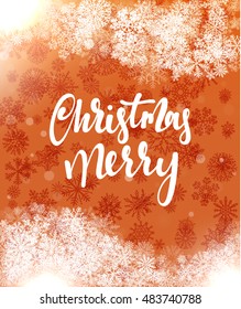 Merry Christmas and Happy New Year concept greeting card design. Postcard background for print or banner to your website. Handmade calligraphy Merry Christmas. Holiday background vector image greeting