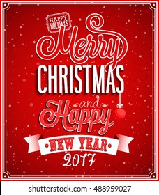 Merry Christmas and Happy New Year typographic design. Vector illustration.