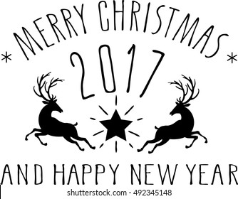 Merry Christmas and Happy New Year . Greeting cards . Vector Illustration