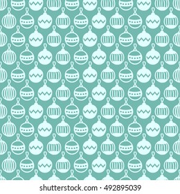 Merry Christmas and Happy New Year 2017. Christmas season hand drawn seamless pattern. Vector illustration. Doodle style. Decorations. Winter holiday backgrounds for design. Snowflakes. Blue