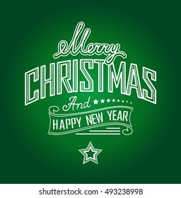 Merry Christmas and  Happy New Year text label