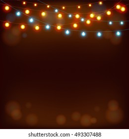 Merry Christmas and Happy New Year vector illustration with copy space. 