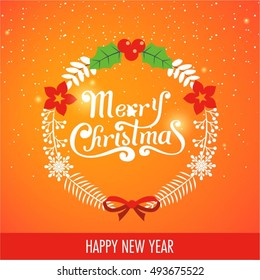  Merry Christmas And Happy New Year Christmas Background With Typography