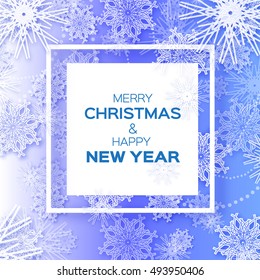 Merry Christmas And Happy New Year Origami snowflake greeting card