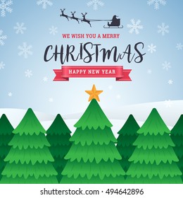 Merry Christmas and Happy New Year. Vector illustration.
