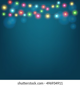 Merry Christmas and Happy New Year vector illustration with copy space. 