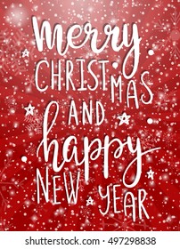 Merry Christmas and Happy New Year lettering phrase. 