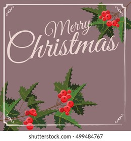 Merry Christmas and Happy New Year 2017, greeting card, vector illustration