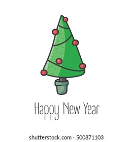 Merry Christmas and Happy New Year 2017 Greeting card, isolated vector illustration, poster, postcard or background