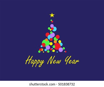 Merry Christmas and Happy New Year background tree vector