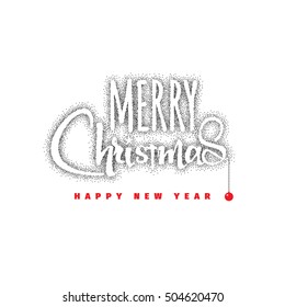 Merry christmas and happy new year 2017, hand drawn Dotwork . Handmade vector calligraphy for your design
