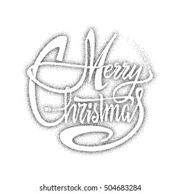 Merry christmas and happy new year 2017, hand drawn Dotwork . Handmade vector calligraphy for your designtypography.