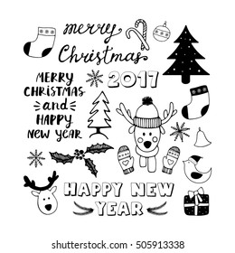 Merry Christmas and Happy New Year Doodles Collections