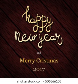 Merry Christmas and Happy New Year. Holiday card. Lettering and calligraphy.