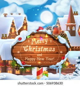 Merry Christmas and Happy New Year, background. 3d vector illustration