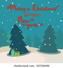 Merry Christmas & Happy New Year banner. Vector background