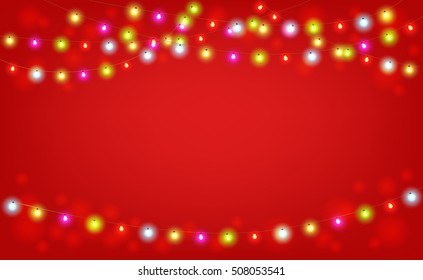 Merry Christmas and Happy New Year vector illustration with copy space. 