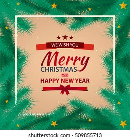 Merry Christmas and Happy New Year. Old vintage paper. Vintage Christmas Background, Vector illustration