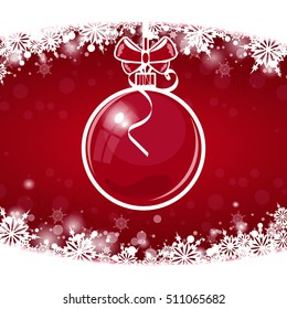 Merry Christmas and happy New year! Elegant Christmas background with snowflakes. The bright red color. Stock vector. Greeting card.