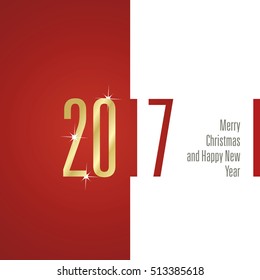Merry Christmas Happy New Year 2017 gold red white vector