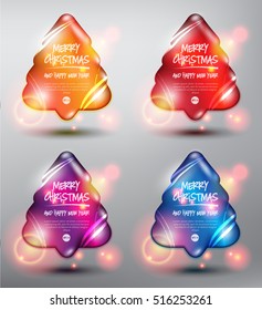 Merry Christmas and happy new year card. Design elements for holiday cards. Pebble stone in shape of christmas tree with realistic light and shadow on the light panel. Vector illustration. Eps 10.