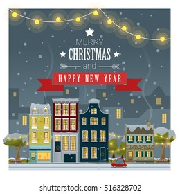 Merry Christmas and Happy New Year greeting card , vector , illustration