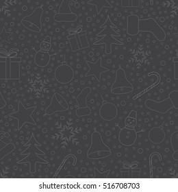 Merry Christmas and Happy New Year seamless pattern. Hand Draw Background.