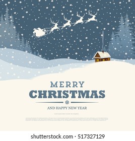 Merry Christmas and Happy New Year. Vector greeting card