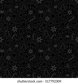 Merry Christmas and Happy New Year seamless pattern. Hand Draw Background.
