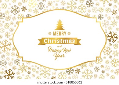 Merry Christmas and Happy New Year background with snowflakes and blank space for your text. Vector illustration