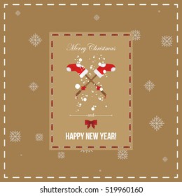 Merry Christmas and Happy New Year. Invitation craft card.