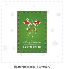 Merry Christmas and Happy New Year. Invitation card.