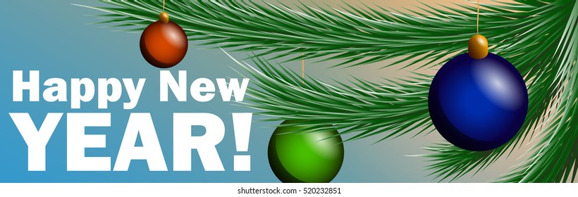 Merry Christmas and Happy New Year 2017 greeting card, vector illustration