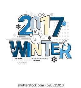 Merry Christmas Happy New Year Simple Line Sketch Banner Card Outline Vector Illustration