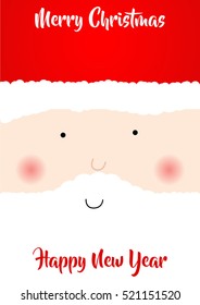Merry Christmas and Happy New Year Vector Greeting Card with Santa Claus